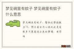 梦到碗里有蚊子 梦到碗里有蚊子什么意思