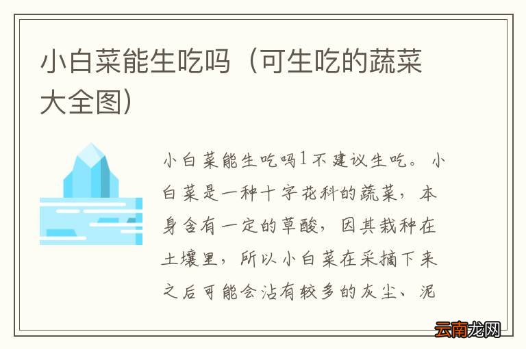可生吃的蔬菜大全图 小白菜能生吃吗