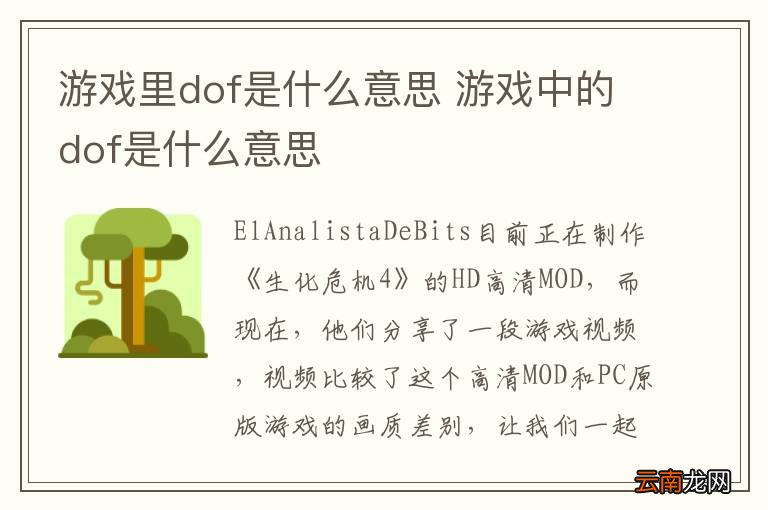 游戏里dof是什么意思 游戏中的dof是什么意思