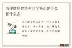 西沙群岛的鱼有两个特点是什么和什么多
