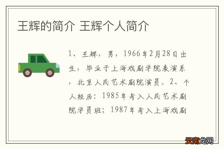 王辉的简介 王辉个人简介