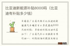 比亚迪有补贴多少钱 比亚迪新能源补贴8000吗