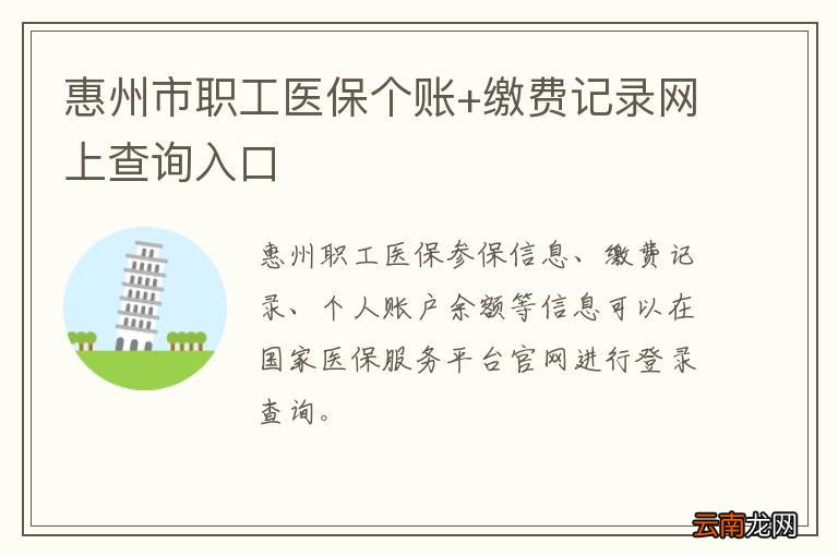 惠州市职工医保个账+缴费记录网上查询入口